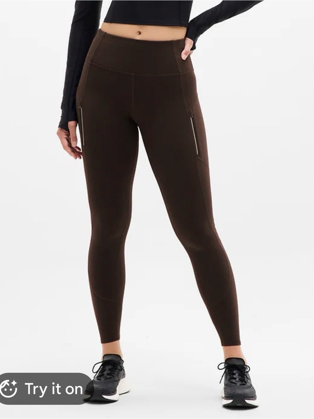 Athleta Olive Green High-Rise Pocketed Leggings